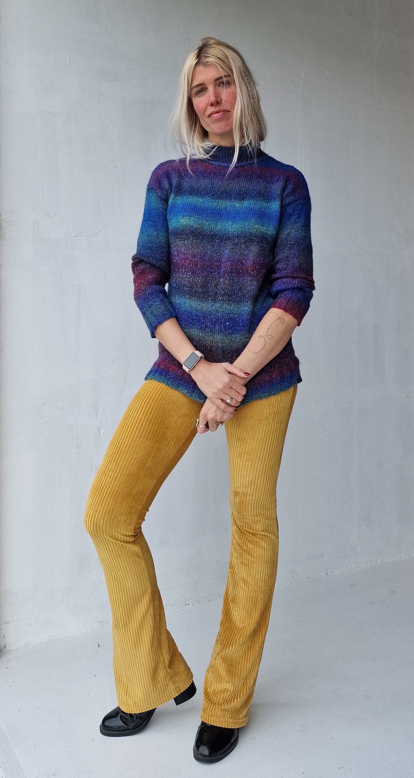Extra lange, ausgestellte Leggings | gerippt, ockerfarben | TALL | Längen 34 und 36
