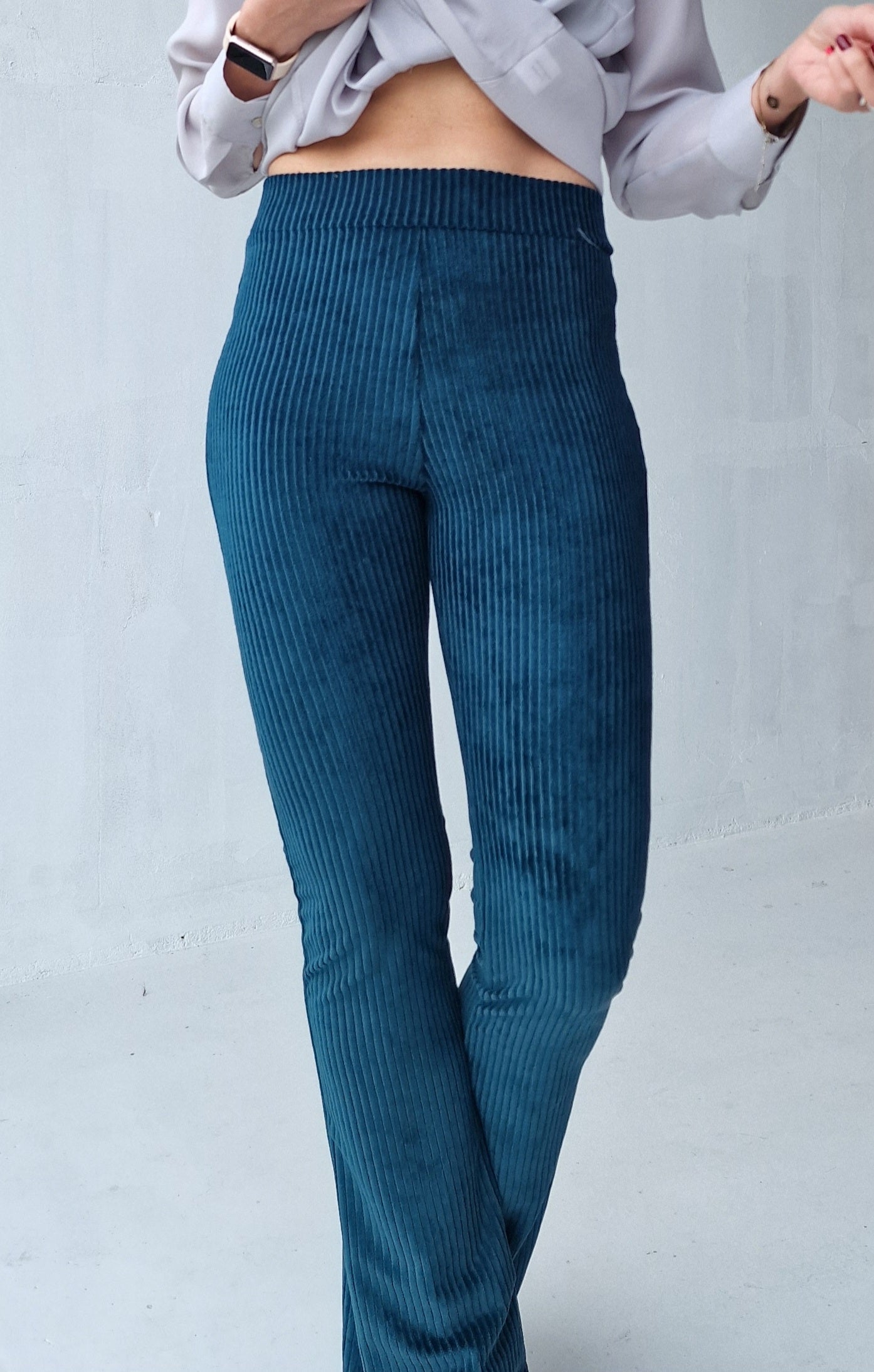 Extra lange Schlaghose | Rippstrick, Petrol | TALL | Länge 34 & 36