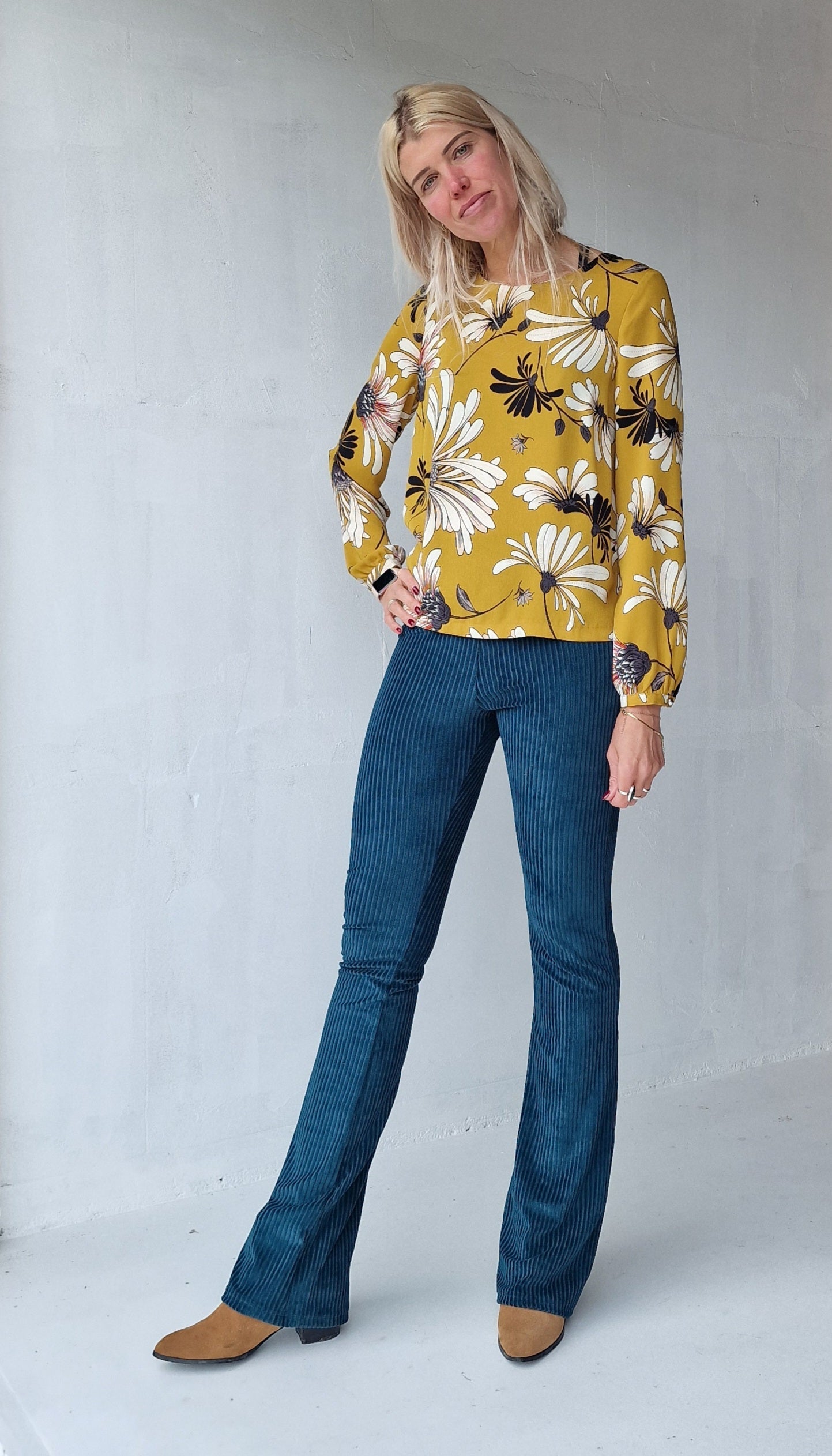 Extra lange Schlaghose | Rippstrick, Petrol | TALL | Länge 34 & 36