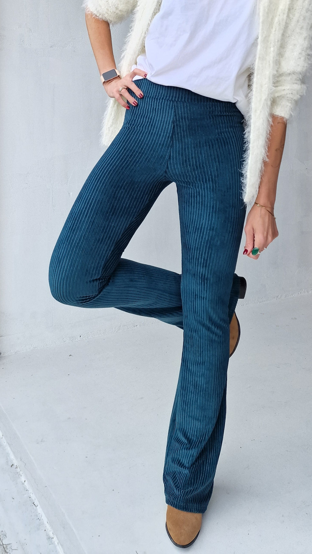 Extra lange Schlaghose | Rippstrick, Petrol | TALL | Länge 34 &amp; 36