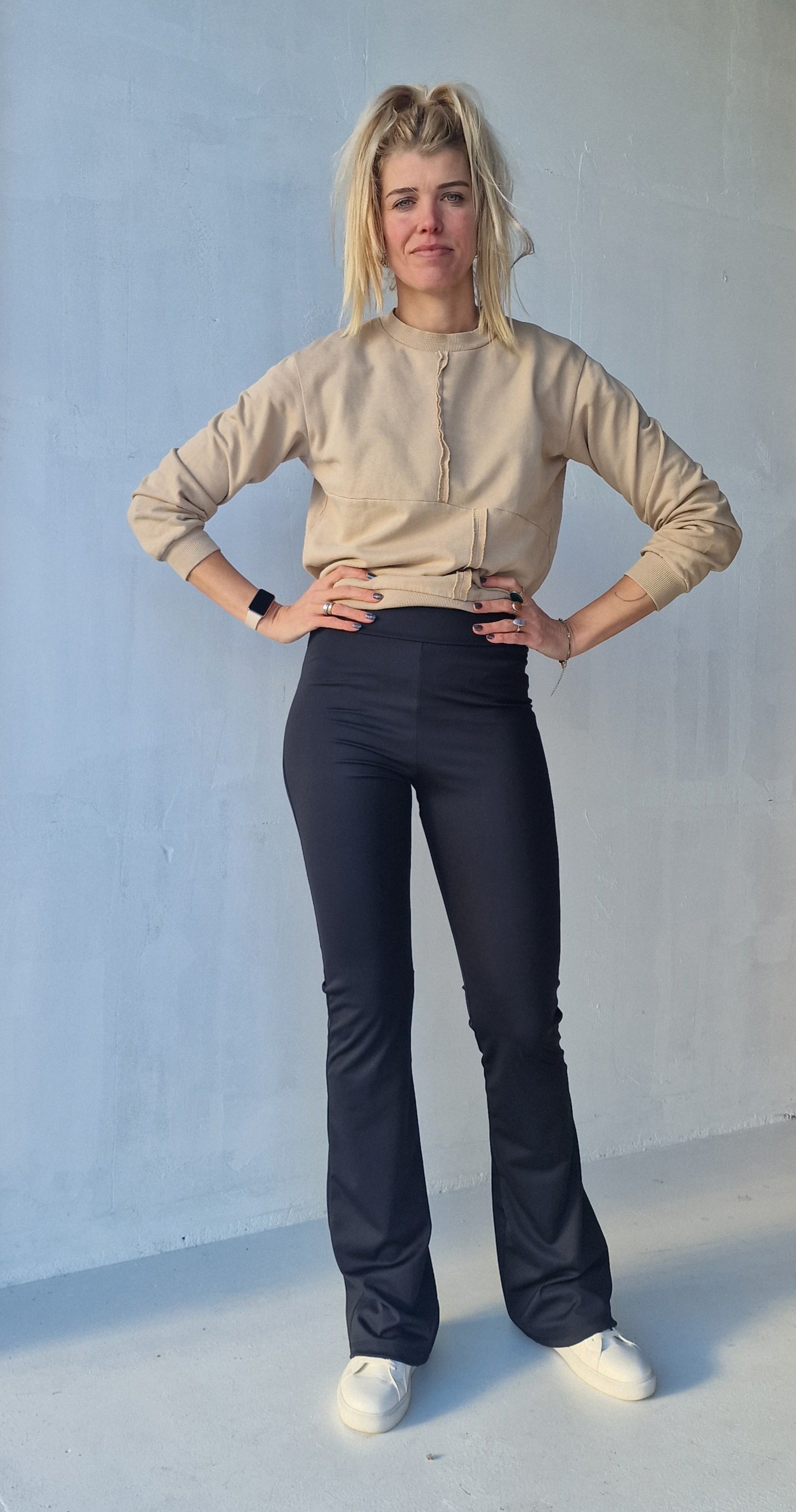 Extra lange Sportleggings | Steekzak &amp; Koordje | schwarz | groß | Längenmaß 32, 34 und 36