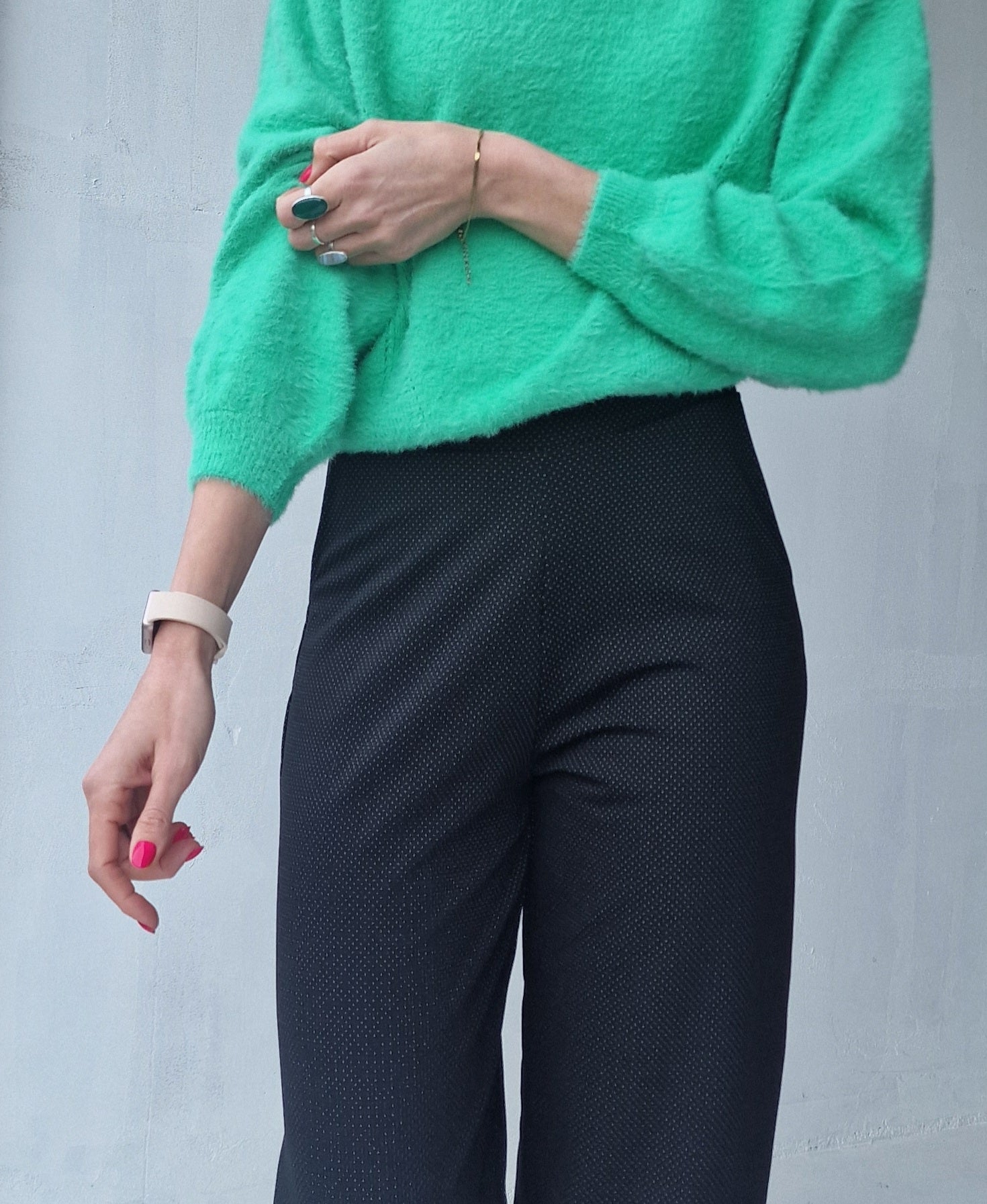 Extra lange Wide-Leg | Schwarze Punkte | Hoch | Größe 34 & 36