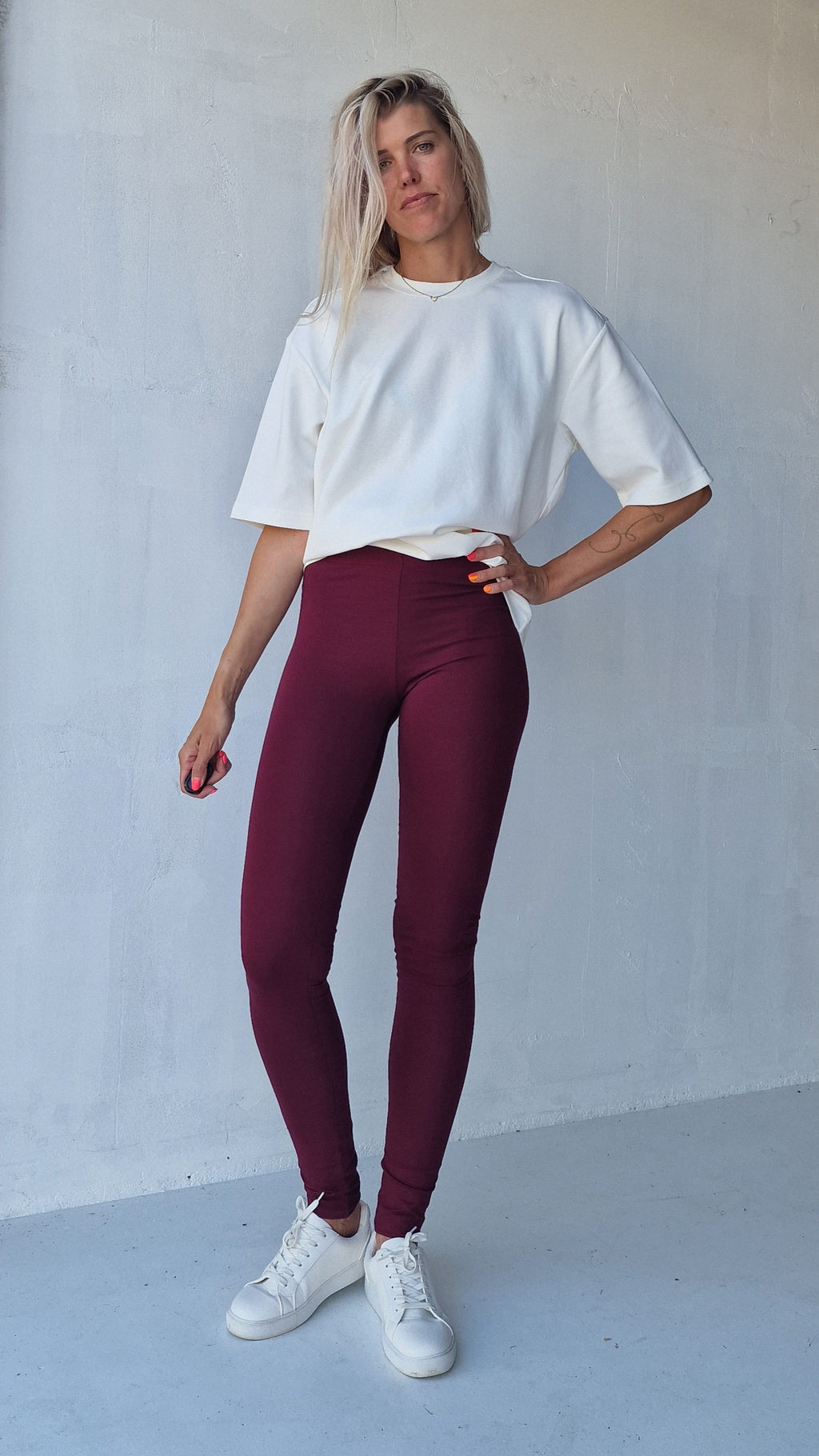 Extra lange Leggings bordeaux | Länge 34 & 36
