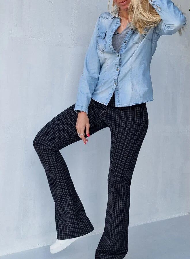 Extra lange Schlaghose | Blokjes schwarz/weiß | groß | Längenmaß 32, 34 und 36