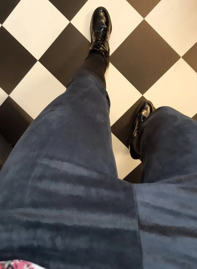 Extra lange Leggings in Wildlederoptik schwarz |groß | Längenmaß 32, 34 und 36