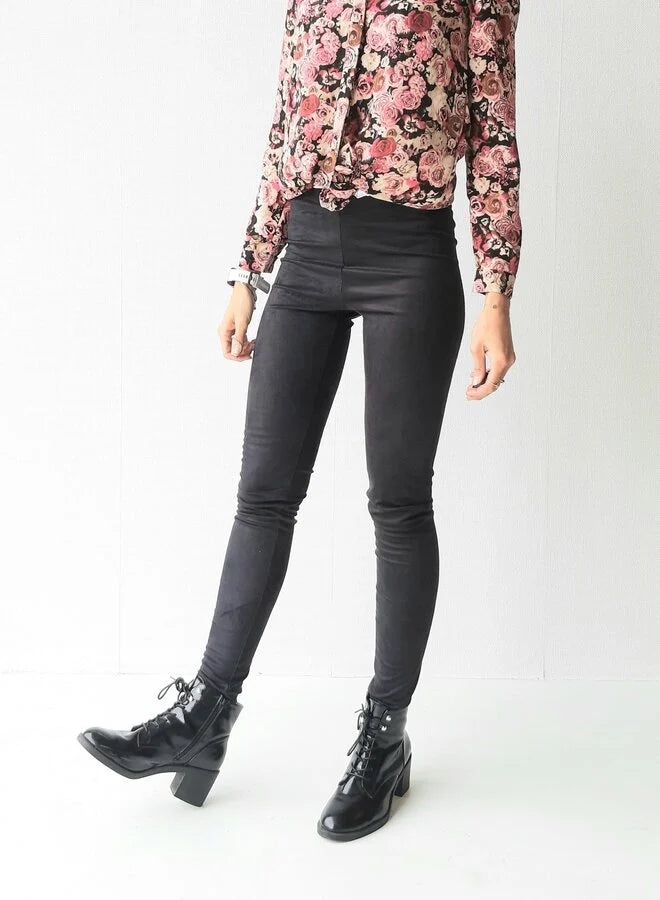 Extra lange Leggings in Wildlederoptik schwarz |groß | Längenmaß 32, 34 und 36