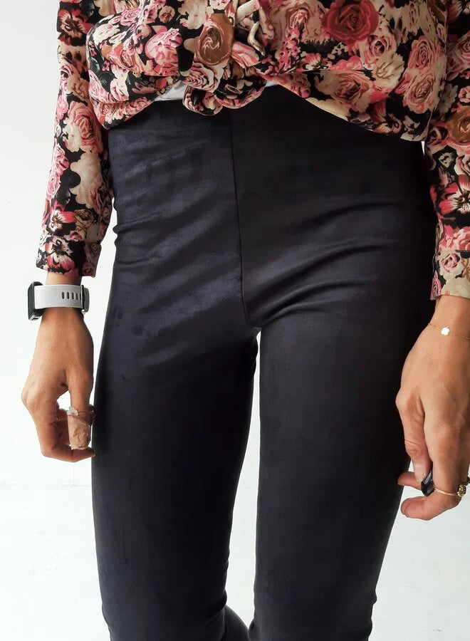 Extra lange Leggings in Wildlederoptik schwarz |groß | Längenmaß 32, 34 und 36