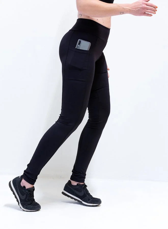 Extra lange Sportleggings | Seitentasche &amp; Kordelzug | Schwarz | Lang | Länge Größe 36