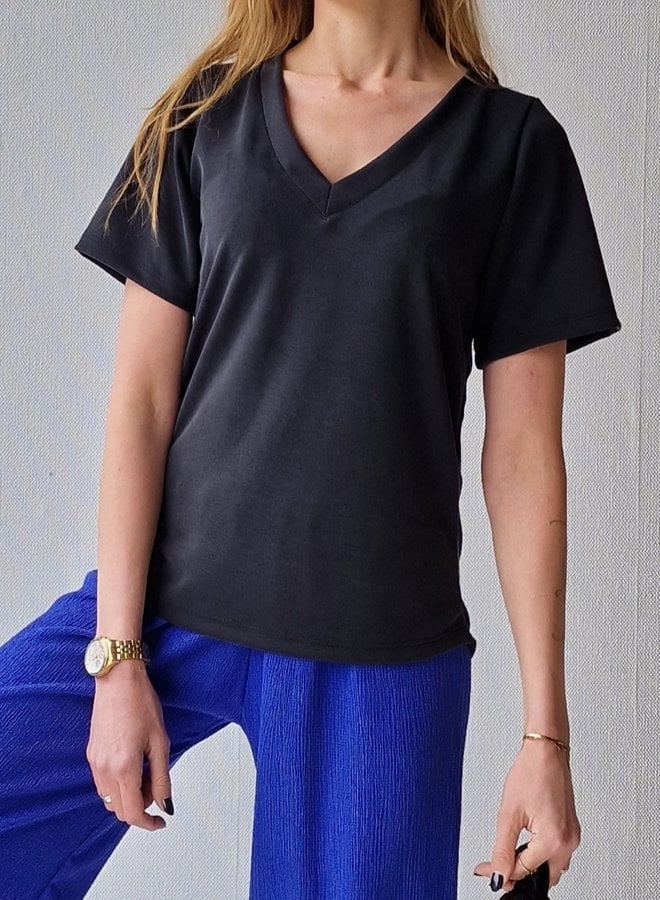 V-Ausschnitt Shirt Charlie | schwarz