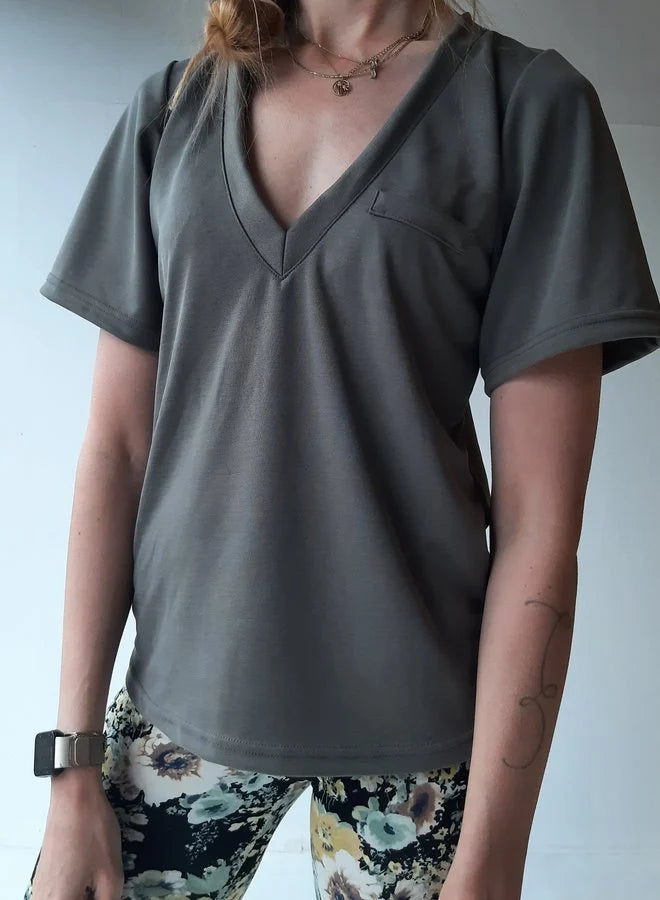 V-Ausschnitt-Shirt Charlie | olijfgroen