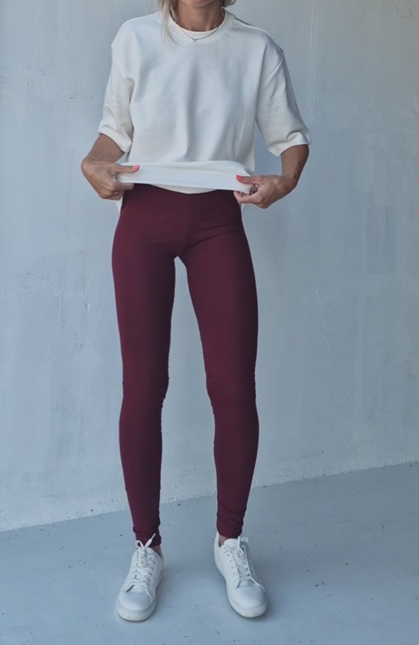 Extra lange Leggings bordeaux | Länge 34 & 36