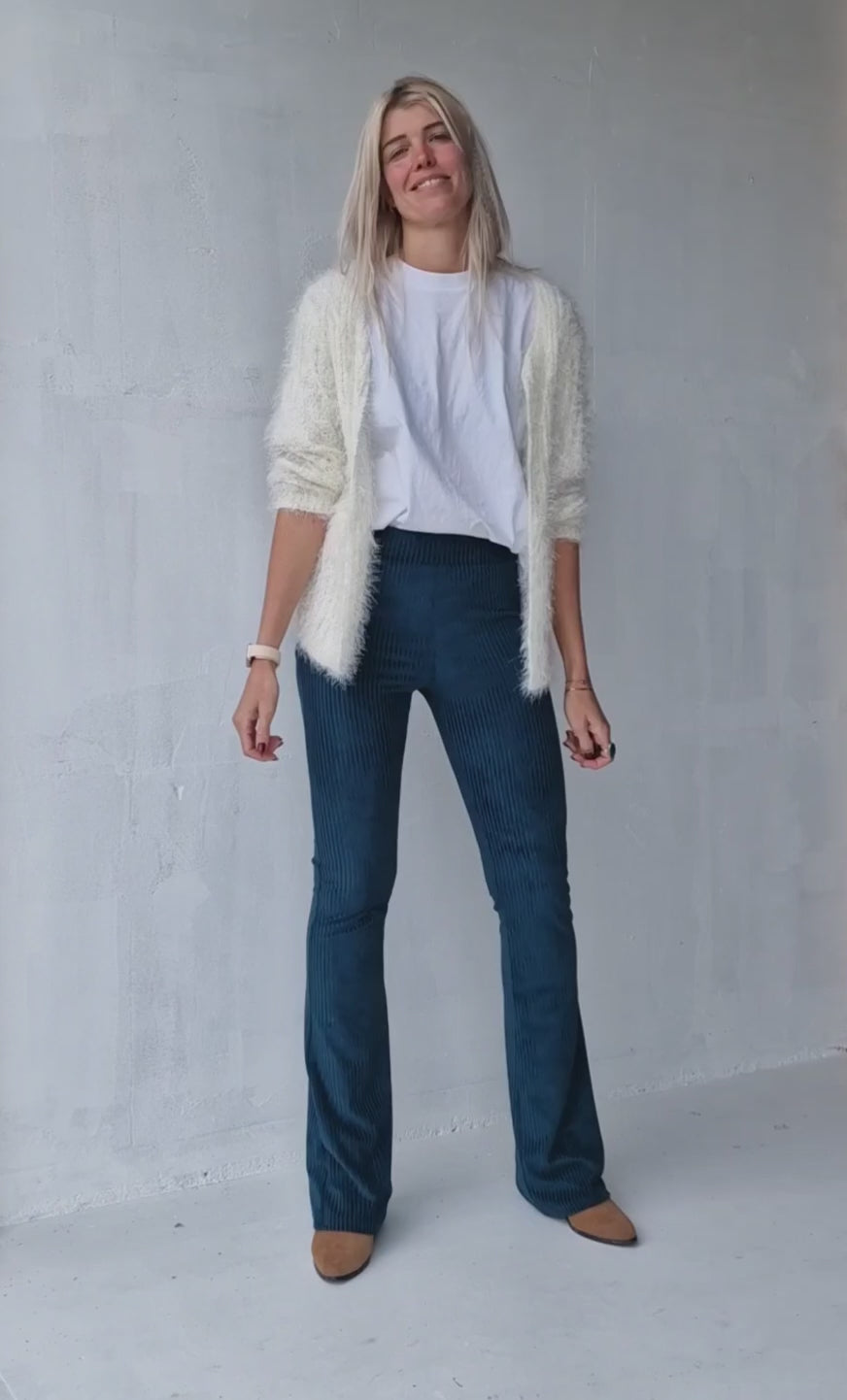 Extra lange Schlaghose | Rippstrick, Petrol | TALL | Länge 34 &amp; 36