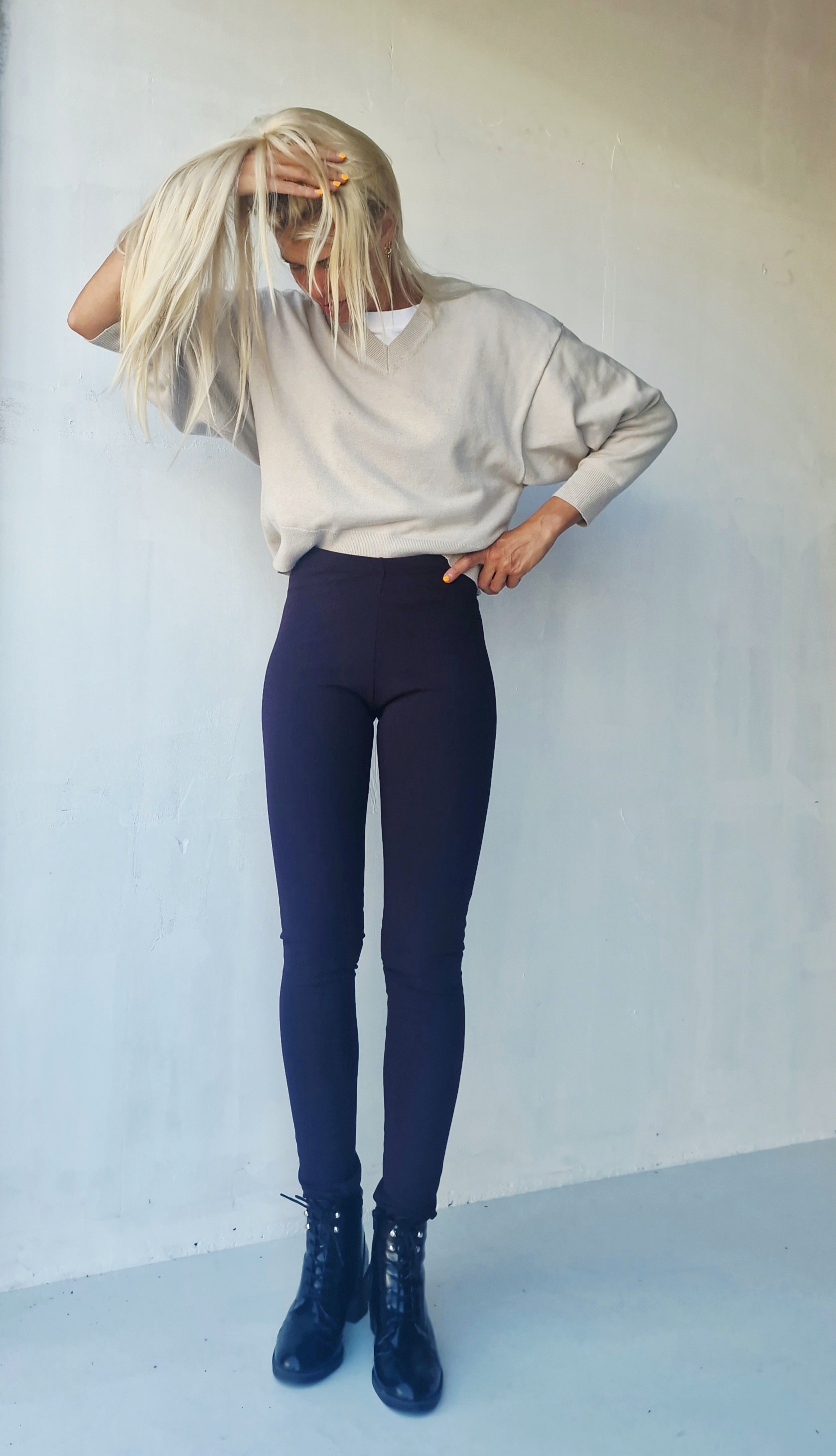 Extra lange Leggings in Marineblau | für große Größen | Längengrößen 34 und 36