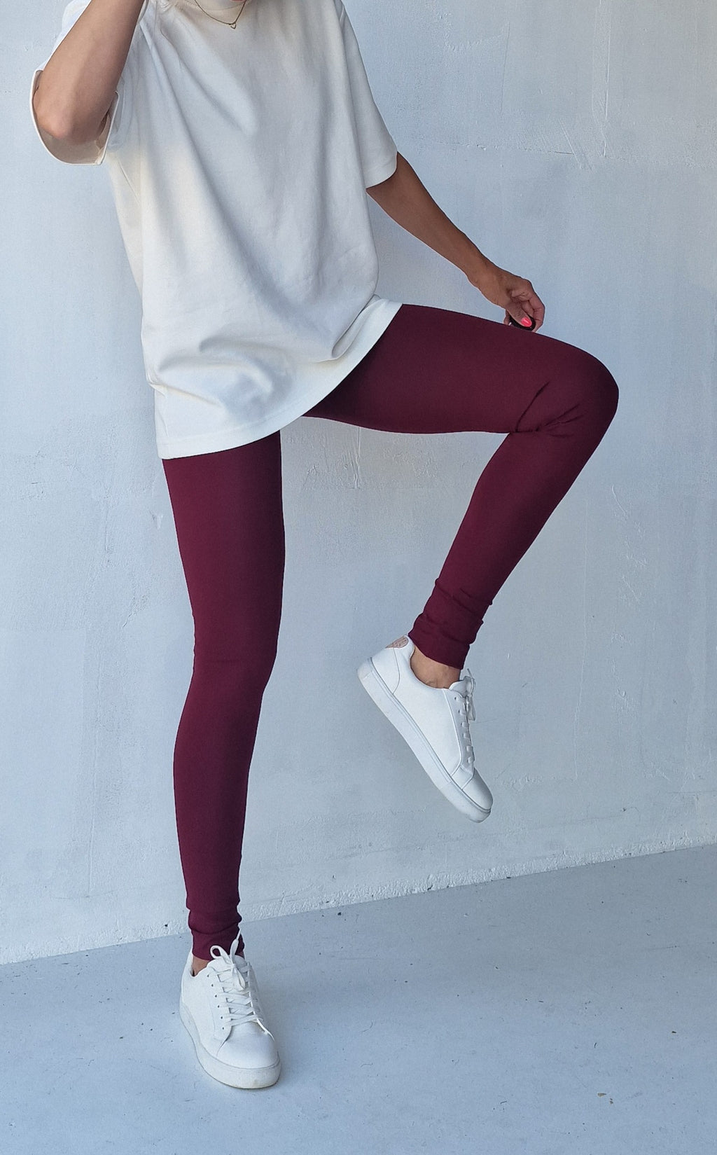 Extra lange Leggings bordeaux | Länge 34 & 36